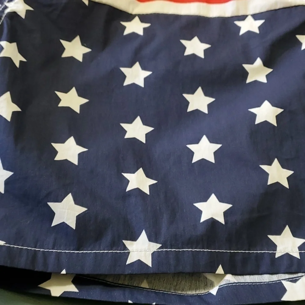 TACKLE & TIDES, AMERICAN FLAG BATHING SUIT.‎  SIZE large. Net linned.